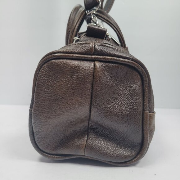Unbranded Genuine Leather Brown Bag W/ Adjustable Strap Zippered Pockets - Picture 3 of 11
